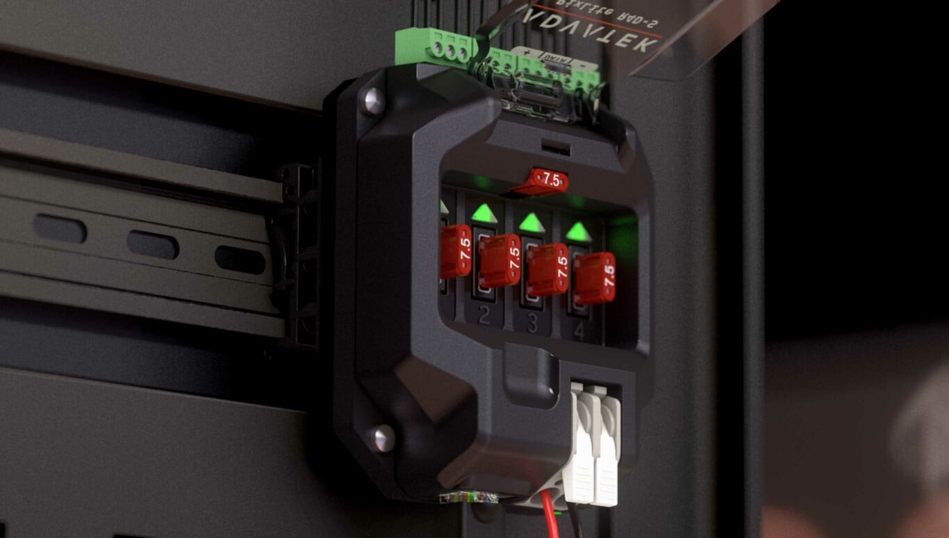 PixLite enclosure mounted on DIN rail