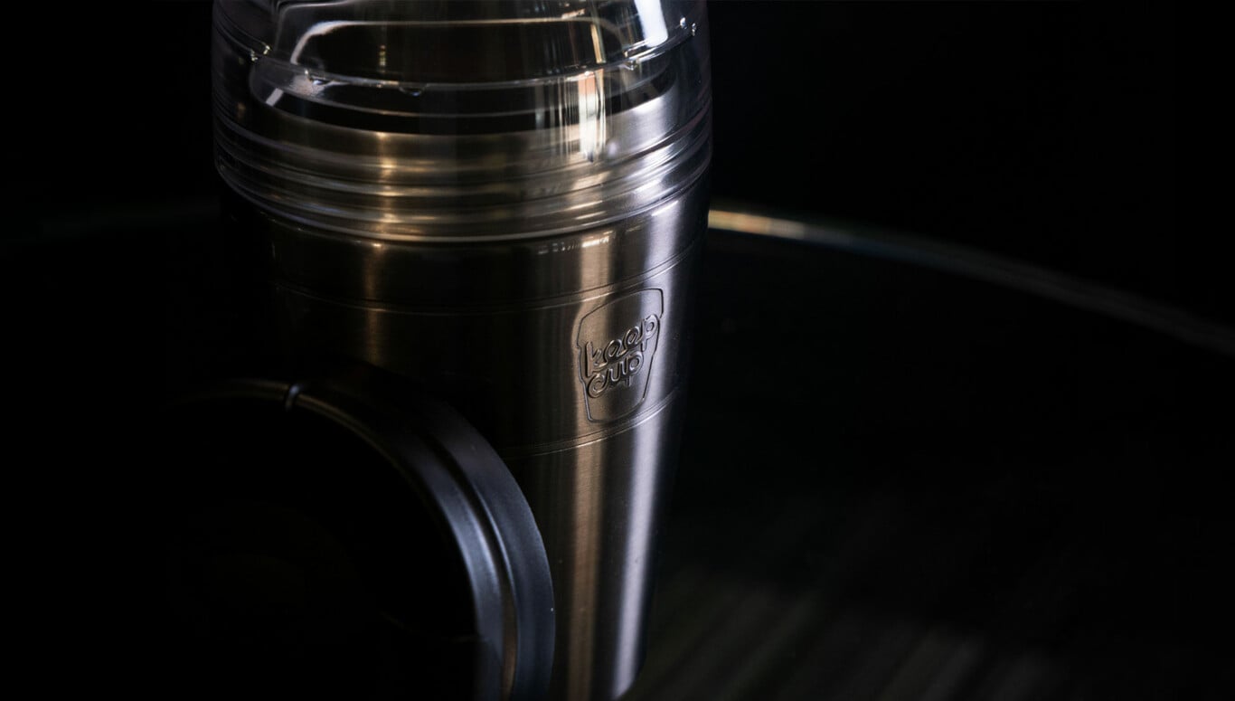 Close up of KeepCup logo on Helix bottle.